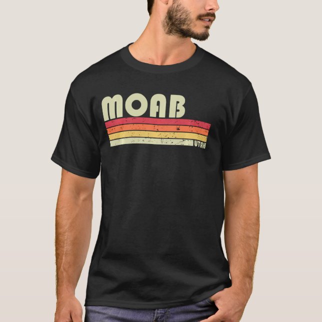 Moab ut Utah Funny City Home Roots Retro 70s 80s T Shirt (Framsida)