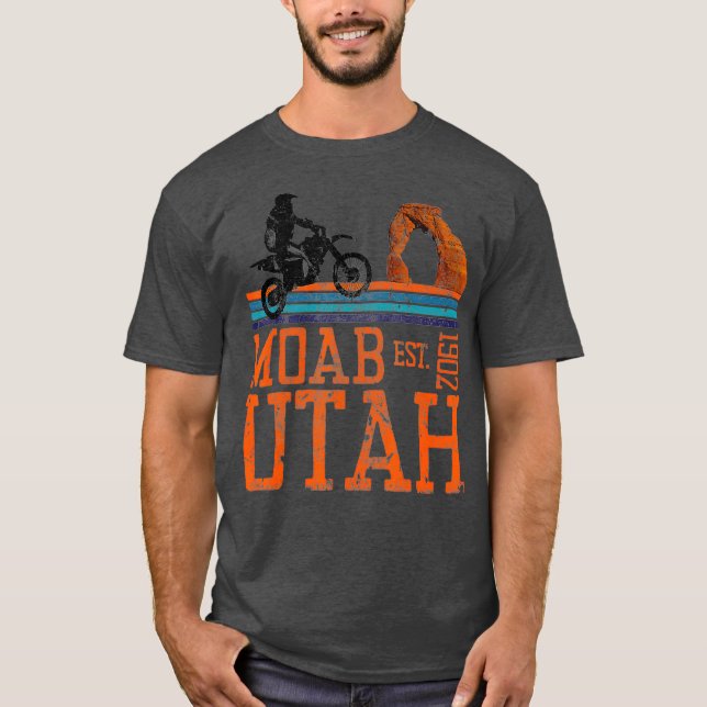 Moab Utah Arches Desert Off Road Dirt Bike Retro T Shirt (Framsida)
