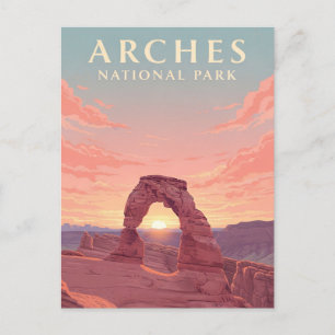 Moab Utah Arches National Park Sunset Vykort