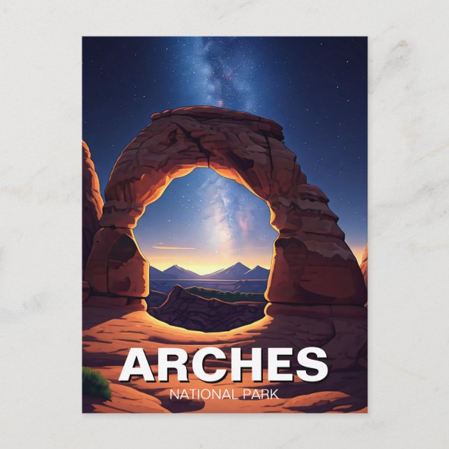 Moab Utah Arches nationalpark, mjölkaktig väg Vykort (Framsida)