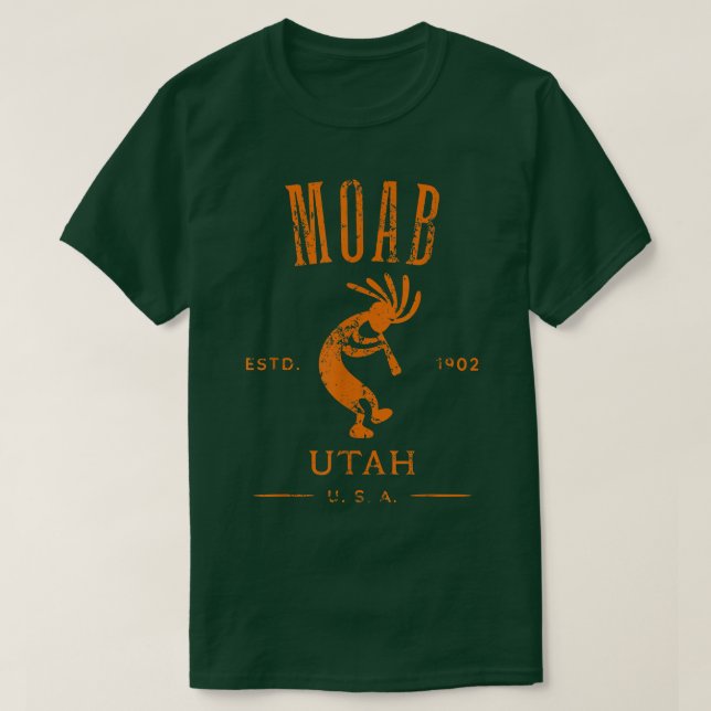 Moab Utah Kokopelli Souvenir Distress Design T Shirt (Design framsida)