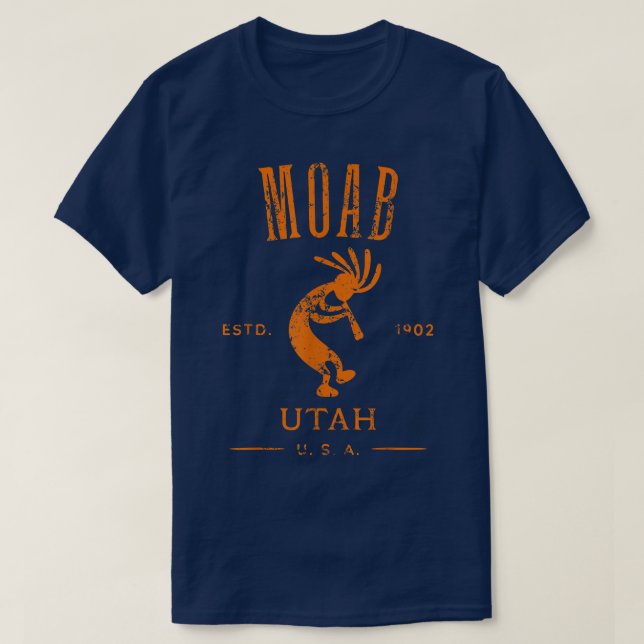 Moab Utah Kokopelli Souvenir Distress Design T Shirt (Design framsida)