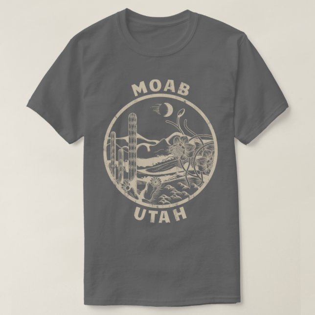 Moab Utah Linocut Distress Desert Illustration T Shirt (Design framsida)