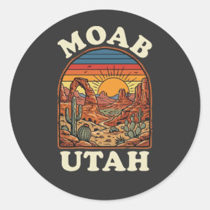 Moab Utah Öken Solnedgång   Retro Sydvästra Resa Runt Klistermärke