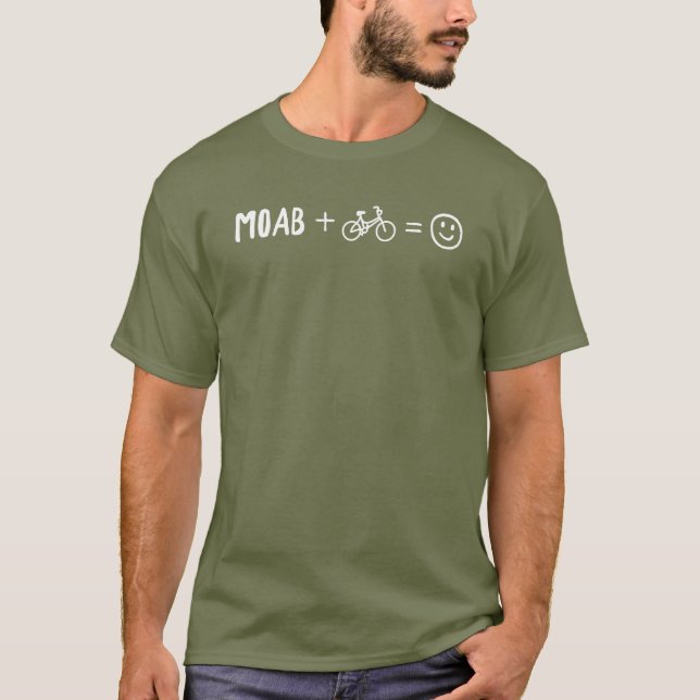 Moab Utah Plus Bikes Makes You Happy T Shirt (Framsida)