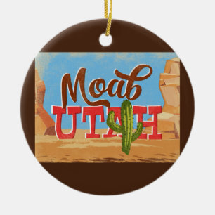 Moab Utah Tecknad Desert Vintage resor Julgransprydnad Keramik
