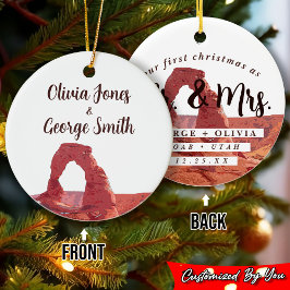 Moab Utah Vår första Elegant i jul - vattenfärg Julgransprydnad Keramik