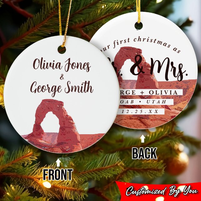 Moab Utah Vår första Elegant i jul - vattenfärg Julgransprydnad Keramik (Skapare uppladdad)