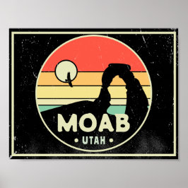 Moab Utah Vintage Desert Sunset Retro Souvenir 80s Poster
