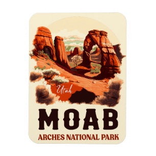 Moab Utah Vintage Sunset Arches Äventyr Exdoor Magnet