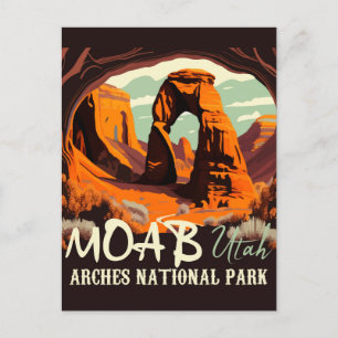 Moab Utah Vintage Sunset Arches Äventyr utomhus Vykort