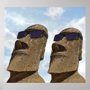 Moai med solglasögon - Poster