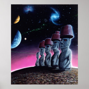 Moai på den lilla planeten poster