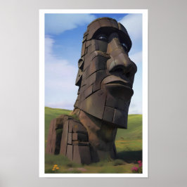 Moai på Molehill Poster