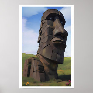 Moai på Molehill Poster