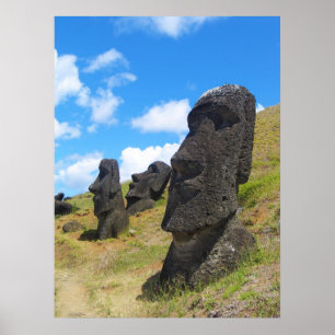 Moai på ön Rano Raraku Påsk Poster