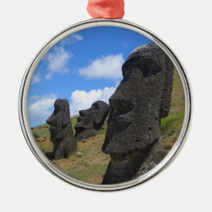 Moai på Rano Raraku, påskö Julgransprydnad Metall