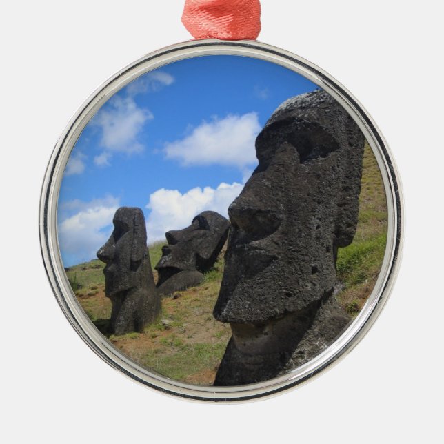 Moai på Rano Raraku, påskö Julgransprydnad Metall (Framsidan)