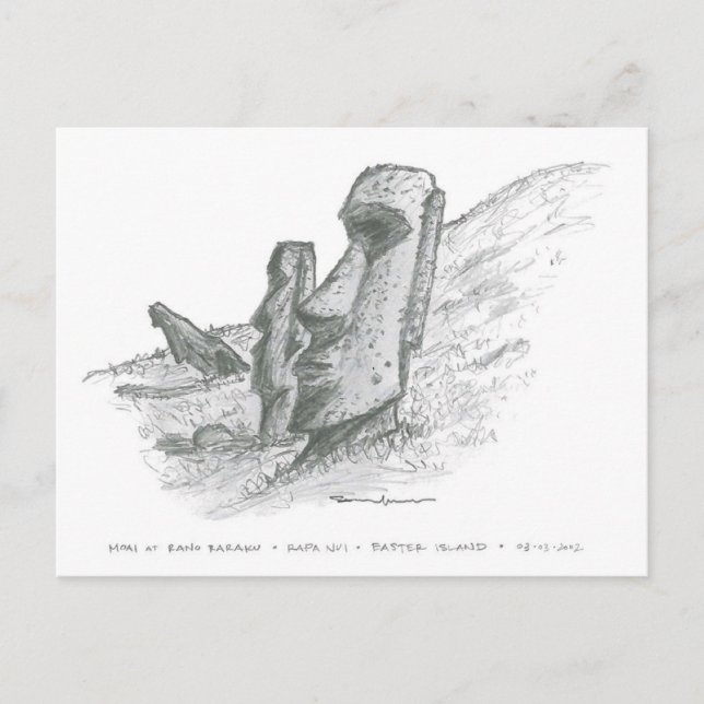 Moai, Påsk, Chile Vykort (Framsida)