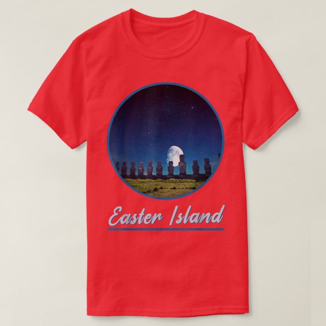 Moai Statue Påsk Island vid Nattön Påsk84 T Shirt (Design framsida)
