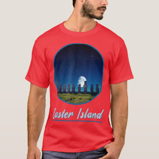 Moai Statue Påsk Island vid Nattön Påsk84 T Shirt