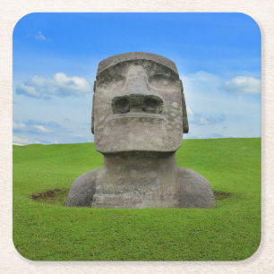 Moai statue påsk resemememinne för turism underlägg papper kvadrat