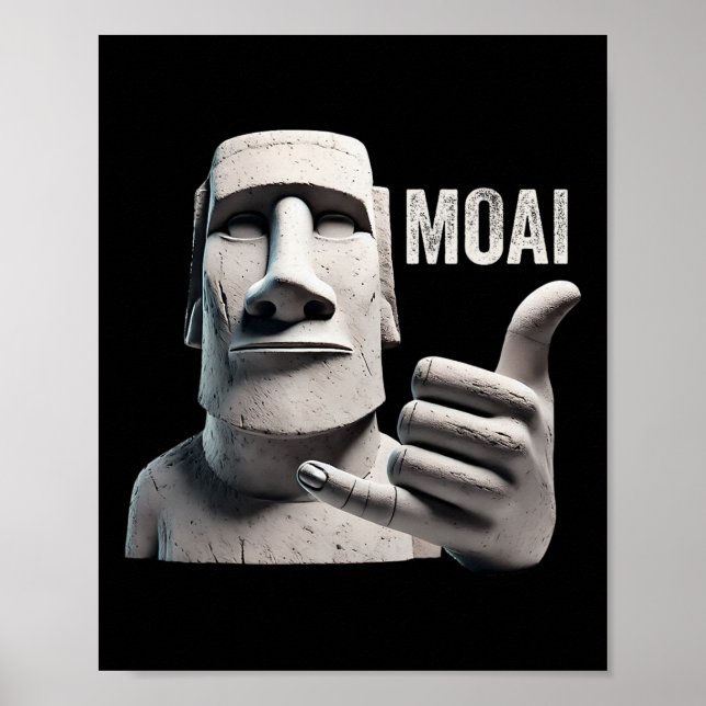 Moai-staty Shaka, Moai-monolit, Rolig påsk på Påsk Poster (Framsidan)