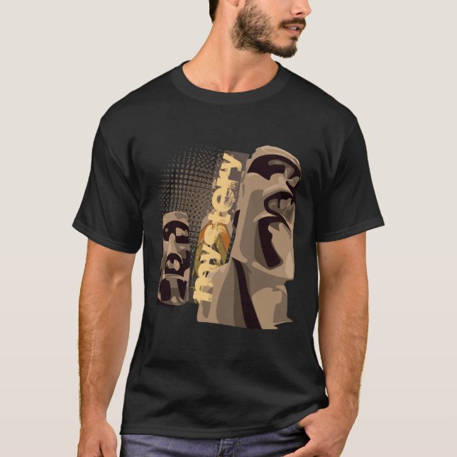 Moai - svart tee shirt (Framsida)