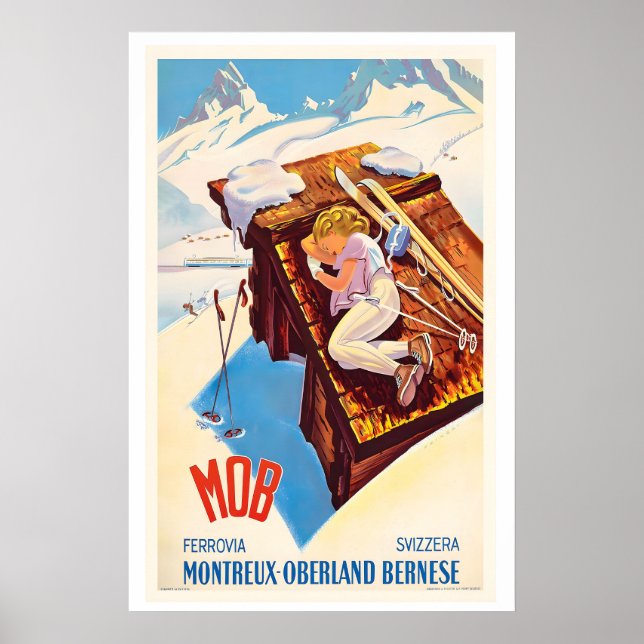 MOB Montreux Oberland Bernois Schweiz järnväg Poster (Framsidan)