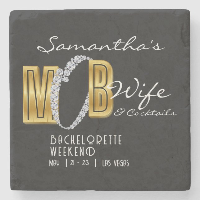 Mob Wife & Cocktails Svart Bach Möhippa Stenunderlägg (Framsidan)