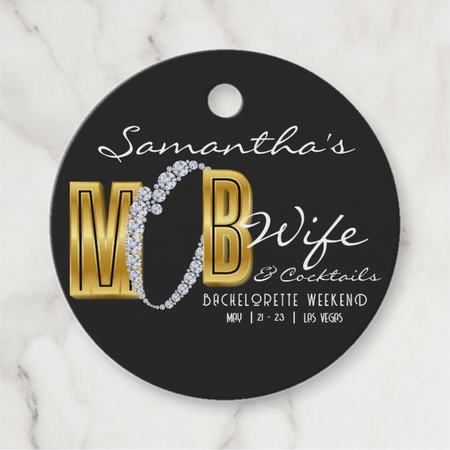 Mobbfru & cocktails Svart Bach Möhippa Gåvor Etiketter (Framsida)