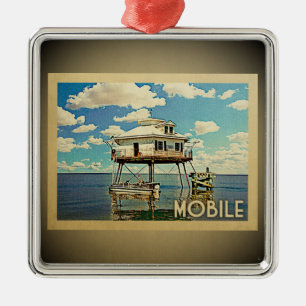 Mobil Alabama vintage resorprydnad Julgransprydnad Metall