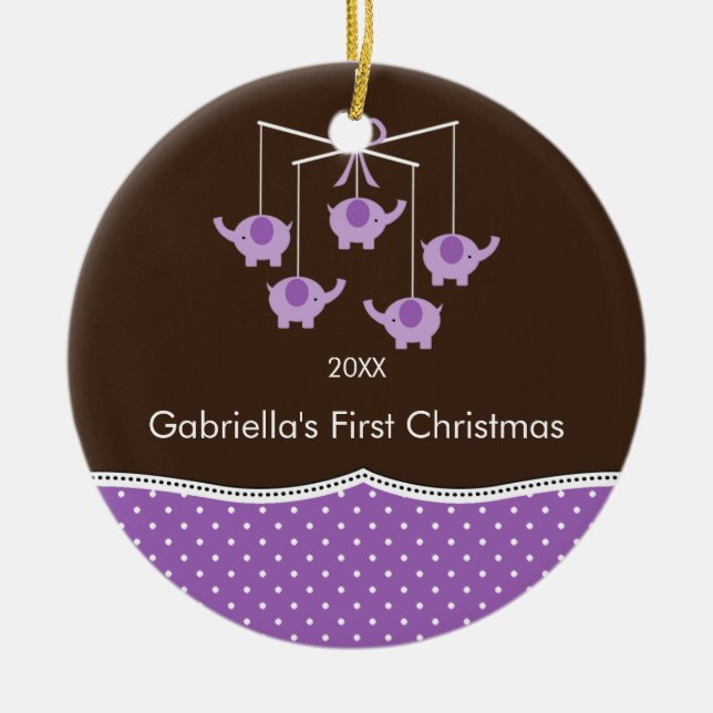 Mobil baby för elefant första prydnad för jul julgransprydnad keramik (Framsidan)