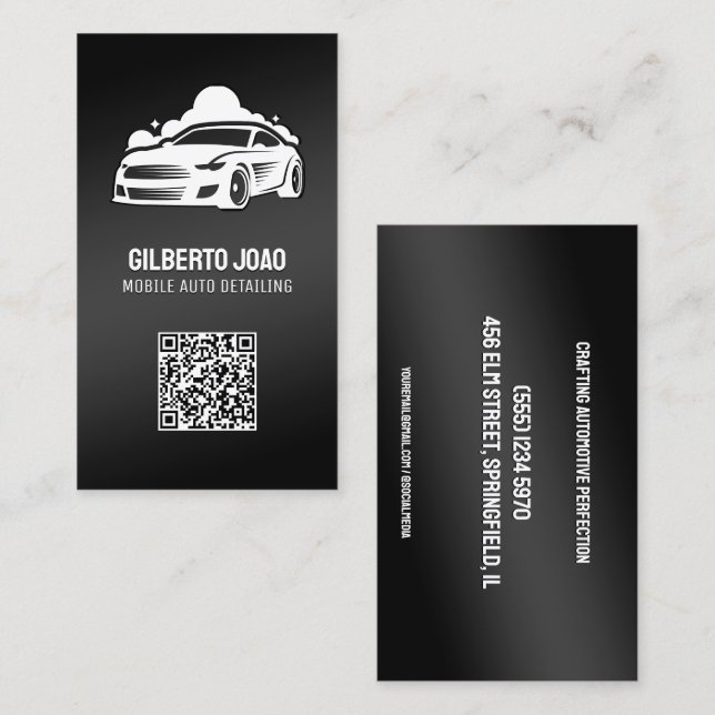 Mobil Bil Detajcherare Anpassad QR Visitkort (Fram/baksida)