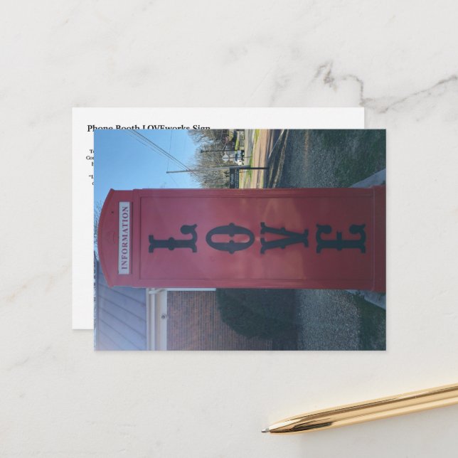 Mobil booth LOVEworks-tecken Vykort (Fram/Back In Situ)