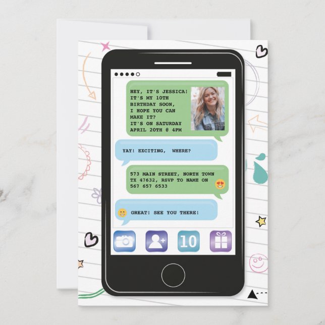 Mobil chatta Texting för foto för Inbjudningar (Framsida)