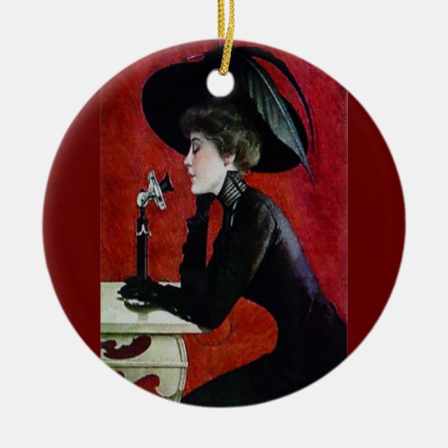 Mobil dam för vintage julgransprydnad keramik (Framsidan)