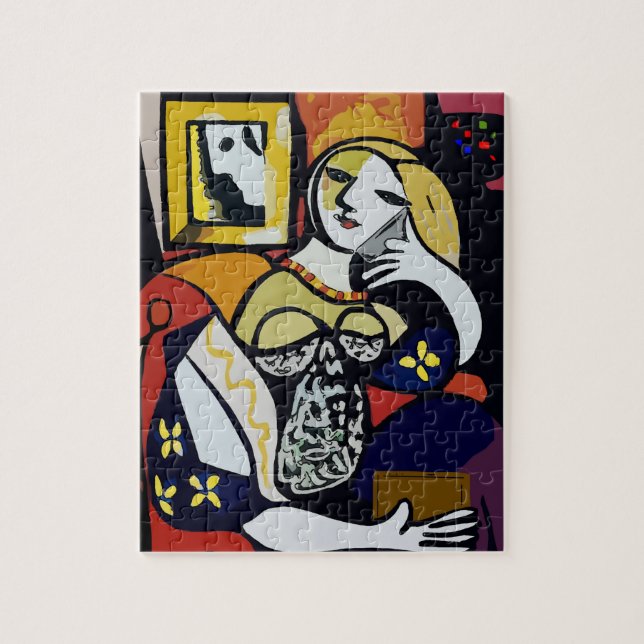 Mobil flicka med blommor pussel (Vertikal)