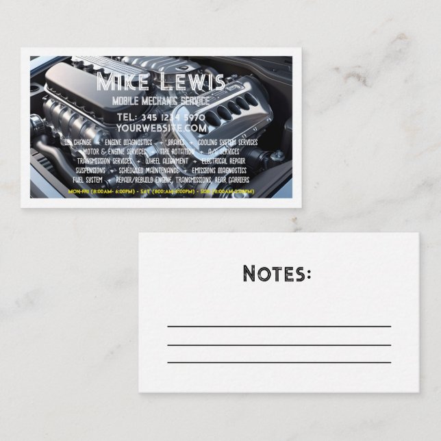 Mobil mekanisk visitkort (Fram/baksida)