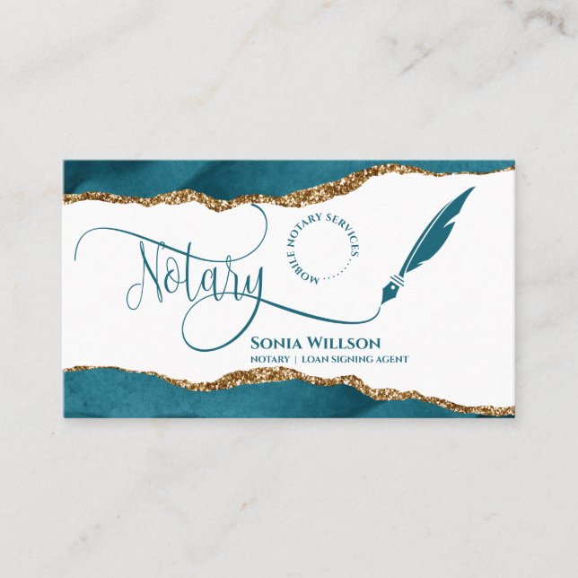 Mobil noary & Loan Signing Agent Teal QR-kod Visitkort (Framsida)