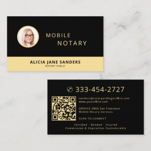 Mobil notarie foto QR professionell svart guld Visitkort