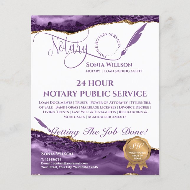 Mobil Notarie & Låneunderskrift Agent Teal Agate   Flygblad (Framsidan)