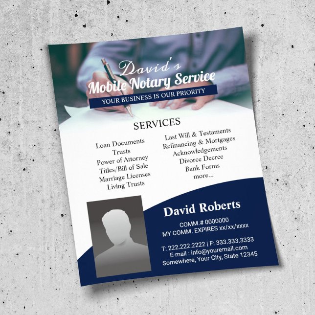 Mobil notarielånssigneringsagent professionell flo flygblad (Skapare uppladdad)