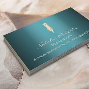 Mobil notarius publicus Golden Signing Pen Teal Visitkort