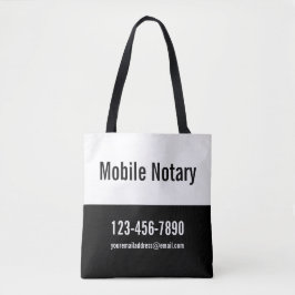 Mobil notarius publicus och vit kampanjmall tygkasse