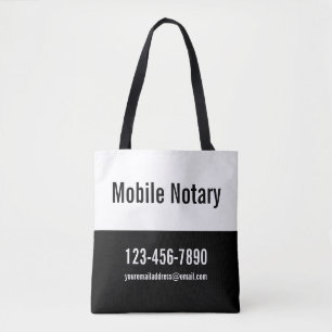 Mobil notarius publicus och vit kampanjmall tygkasse