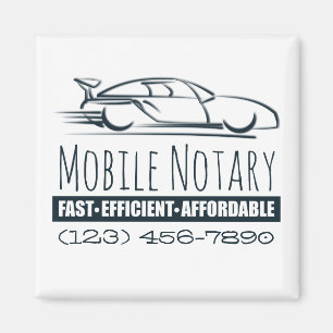 Mobil notarius publicus-snabbbil med Mobilt nummer Magnet