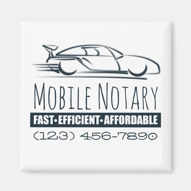 Mobil notarius publicus-snabbbil med Mobilt nummer Magnet (Framsidan)