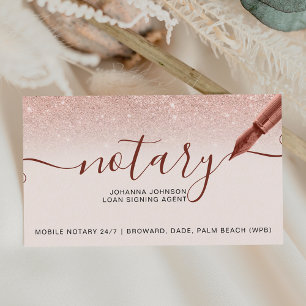 Mobil Notary-lån ro guld glitter typografi Visitkort