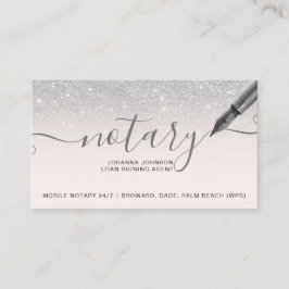 Mobil Notary-lån silver glitter typografi Visitkort